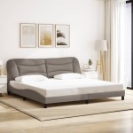 vidaXL Cadru de pat cu lumini LED, gri taupe, 200x200 cm, textil