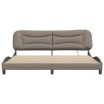 vidaXL Cadru de pat cu lumini LED, gri taupe, 200x200 cm, textil