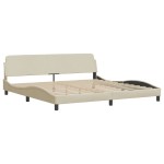 vidaXL Cadru de pat cu lumini LED, crem, 200x200 cm, textil
