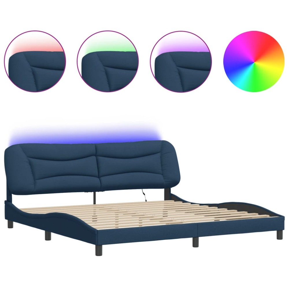 vidaXL Cadru de pat cu LED fără saltea Albastru 200x200 cm Material