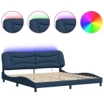 vidaXL Cadru de pat cu LED fără saltea Albastru 200x200 cm Material vidaXL Cadru de pat cu LED fără saltea Albastru 200x200 cm Material
