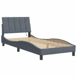 vidaXL Cadru de pat cu lumini LED, gri închis, 80x200 cm, catifea