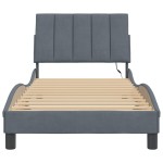 vidaXL Cadru de pat cu lumini LED, gri închis, 80x200 cm, catifea