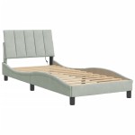vidaXL Cadru de pat cu lumini LED, gri deschis, 90x190 cm, catifea