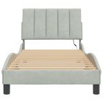 vidaXL Cadru de pat cu lumini LED, gri deschis, 90x190 cm, catifea