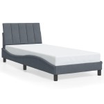 vidaXL Cadru de pat cu lumini LED, gri închis, 90x190 cm, catifea