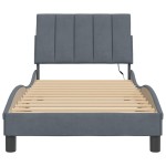 vidaXL Cadru de pat cu lumini LED, gri închis, 90x190 cm, catifea
