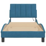 vidaXL Cadru de pat cu lumini LED, albastru, 90x190 cm, catifea