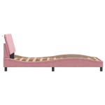 vidaXL Cadru de pat cu lumini LED, roz, 90x190 cm, catifea