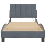 vidaXL Cadru de pat cu lumini LED, gri închis, 152x203 cm, catifea