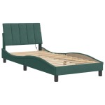 vidaXL Cadru de pat cu lumini LED, verde închis, 90x200 cm, catifea vidaXL Cadru de pat cu lumini LED, verde închis, 90x200 cm, catifea