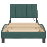 vidaXL Cadru de pat cu lumini LED, verde închis, 90x200 cm, catifea vidaXL Cadru de pat cu lumini LED, verde închis, 90x200 cm, catifea