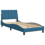 vidaXL Cadru de pat cu lumini LED, albastru, 90x200 cm, catifea vidaXL Cadru de pat cu lumini LED, albastru, 90x200 cm, catifea