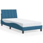vidaXL Cadru de pat cu lumini LED, albastru, 90x200 cm, catifea vidaXL Cadru de pat cu lumini LED, albastru, 90x200 cm, catifea