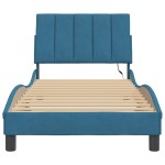 vidaXL Cadru de pat cu lumini LED, albastru, 90x200 cm, catifea vidaXL Cadru de pat cu lumini LED, albastru, 90x200 cm, catifea