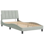 vidaXL Cadru de pat cu lumini LED, gri deschis, 100x200 cm, catifea vidaXL Cadru de pat cu lumini LED, gri deschis, 100x200 cm, catifea