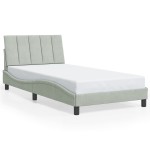 vidaXL Cadru de pat cu lumini LED, gri deschis, 100x200 cm, catifea vidaXL Cadru de pat cu lumini LED, gri deschis, 100x200 cm, catifea