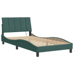 vidaXL Cadru de pat cu lumini LED, verde închis, 100x200 cm, catifea vidaXL Cadru de pat cu lumini LED, verde închis, 100x200 cm, catifea