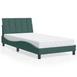 vidaXL Cadru de pat cu lumini LED, verde închis, 100x200 cm, catifea vidaXL Cadru de pat cu lumini LED, verde închis, 100x200 cm, catifea