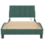 vidaXL Cadru de pat cu lumini LED, verde închis, 100x200 cm, catifea vidaXL Cadru de pat cu lumini LED, verde închis, 100x200 cm, catifea