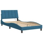 vidaXL Cadru de pat cu lumini LED, albastru, 100x200 cm, catifea