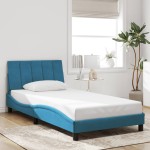 vidaXL Cadru de pat cu lumini LED, albastru, 100x200 cm, catifea