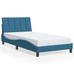 vidaXL Cadru de pat cu lumini LED, albastru, 100x200 cm, catifea