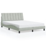 vidaXL Cadru de pat cu lumini LED, gri deschis, 120x200 cm, catifea