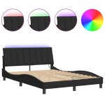 vidaXL Cadru de pat cu lumini LED, negru, 120x200 cm, catifea vidaXL Cadru de pat cu lumini LED, negru, 120x200 cm, catifea