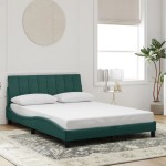 vidaXL Cadru de pat cu lumini LED, verde închis, 120x200 cm, catifea vidaXL Cadru de pat cu lumini LED, verde închis, 120x200 cm, catifea