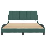 vidaXL Cadru de pat cu lumini LED, verde închis, 120x200 cm, catifea vidaXL Cadru de pat cu lumini LED, verde închis, 120x200 cm, catifea
