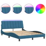 vidaXL Cadru de pat cu lumini LED, albastru, 120x200 cm, catifea