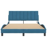vidaXL Cadru de pat cu lumini LED, albastru, 120x200 cm, catifea