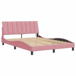 vidaXL Cadru de pat cu lumini LED, roz, 120x200 cm, catifea