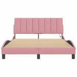 vidaXL Cadru de pat cu lumini LED, roz, 140x190 cm, catifea vidaXL Cadru de pat cu lumini LED, roz, 140x190 cm, catifea