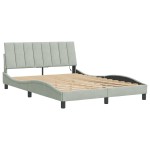 vidaXL Cadru de pat cu lumini LED, gri deschis, 140x200 cm, catifea vidaXL Cadru de pat cu lumini LED, gri deschis, 140x200 cm, catifea