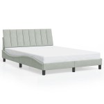 vidaXL Cadru de pat cu lumini LED, gri deschis, 140x200 cm, catifea vidaXL Cadru de pat cu lumini LED, gri deschis, 140x200 cm, catifea