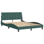 vidaXL Cadru de pat cu lumini LED, verde închis, 140x200 cm, catifea