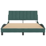 vidaXL Cadru de pat cu lumini LED, verde închis, 140x200 cm, catifea