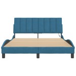 vidaXL Cadru de pat cu lumini LED, albastru, 140x200 cm, catifea