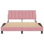 vidaXL Cadru de pat cu lumini LED, roz, 140x200 cm, catifea