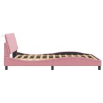 vidaXL Cadru de pat cu lumini LED, roz, 140x200 cm, catifea