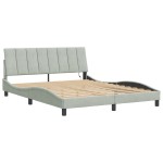 vidaXL Cadru de pat cu lumini LED, gri deschis, 160x200 cm, catifea vidaXL Cadru de pat cu lumini LED, gri deschis, 160x200 cm, catifea