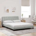 vidaXL Cadru de pat cu lumini LED, gri deschis, 160x200 cm, catifea vidaXL Cadru de pat cu lumini LED, gri deschis, 160x200 cm, catifea