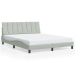 vidaXL Cadru de pat cu lumini LED, gri deschis, 160x200 cm, catifea vidaXL Cadru de pat cu lumini LED, gri deschis, 160x200 cm, catifea