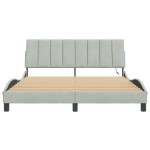 vidaXL Cadru de pat cu lumini LED, gri deschis, 160x200 cm, catifea vidaXL Cadru de pat cu lumini LED, gri deschis, 160x200 cm, catifea