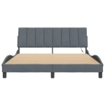 vidaXL Cadru de pat cu lumini LED, gri închis, 160x200 cm, catifea