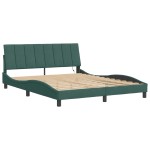 vidaXL Cadru de pat cu lumini LED, verde închis, 160x200 cm, catifea