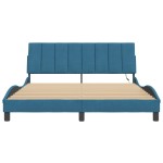 vidaXL Cadru de pat cu lumini LED, albastru, 160x200 cm, catifea