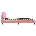 vidaXL Cadru de pat cu lumini LED, roz, 160x200 cm, catifea